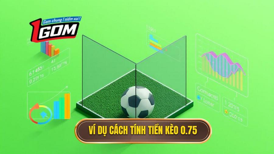 Bảng ví dụ minh họa cách tính tiền Kèo chấp 3/4 (0.75)